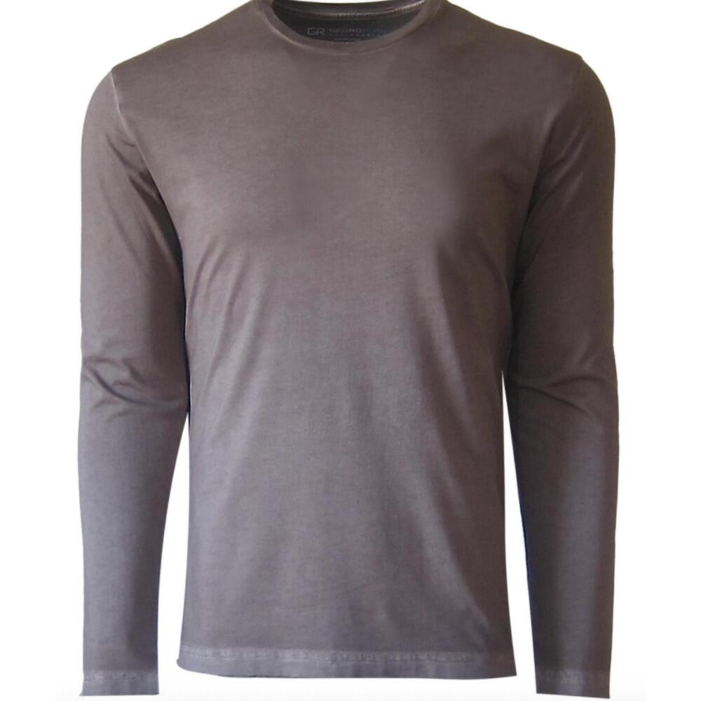 NEW GEORGE ROTH men's v-neck long sleeve pima cotton top in coffee